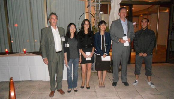 Adi Naor-Pomerantz, PhD student of Prof. Noam Eliaz and Prof. Eliezer Giladi (School of Chemistry), receiving the third place in the poster competition at EMNT2010, held on the French Riviera